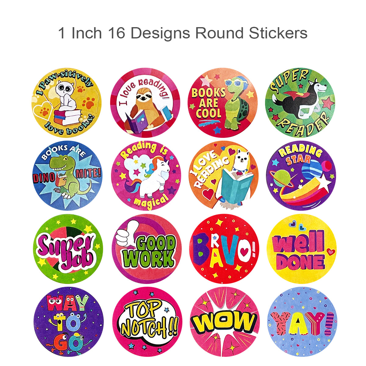 Wrapables 1 Inch Reward, Birthday, Thank You Stickers for Teachers, Students, Classrooms, Party Favors, Gifts, Boxes & Bags (1000pcs)