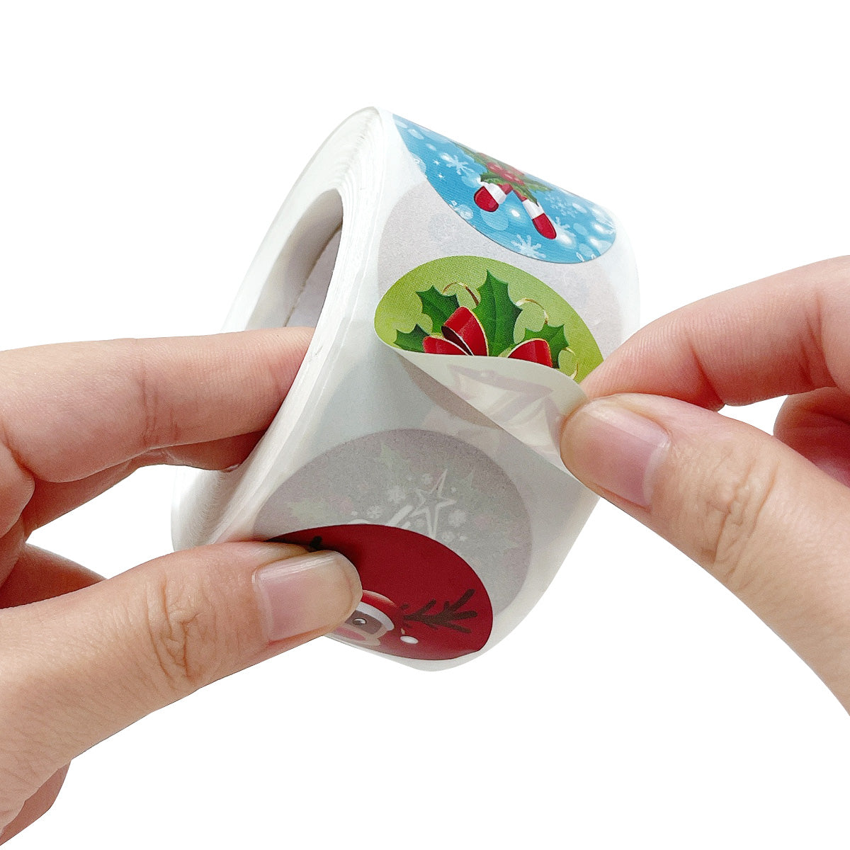 Wrapables Christmas Stickers Label Roll, Holiday Stickers for Sealing Cards, Envelopes, Gift Boxes, Festive Party Favors (500 Pcs) Festive