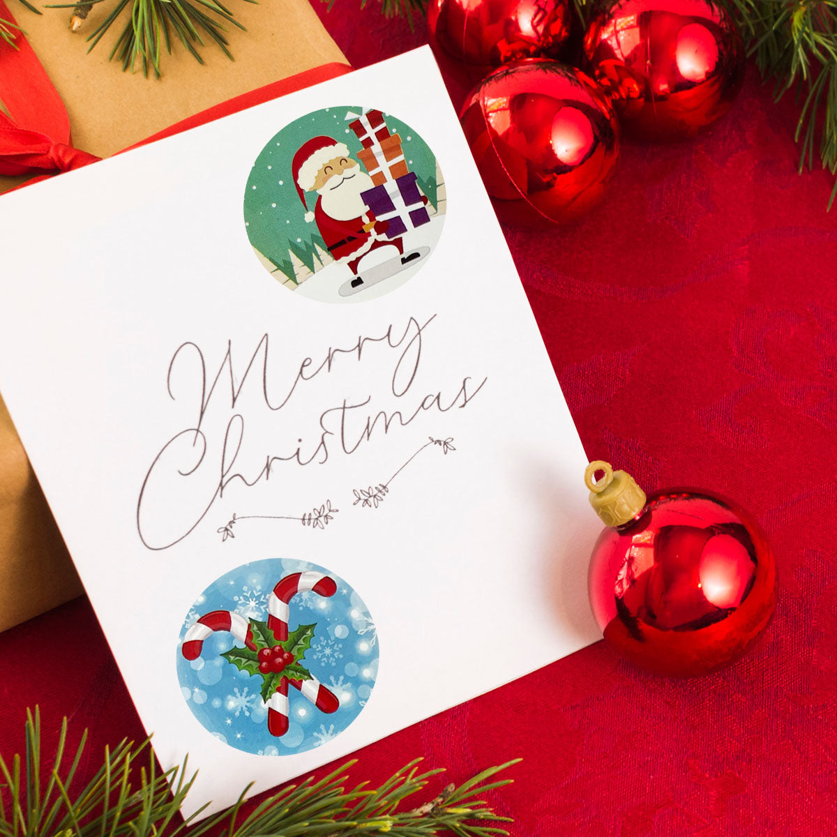 50 Autocollants Déco Noël - Stickers Mignons (Père Noël, Renne...) Pour Emballage Cadeaux, Cartes, Scrapbooking - 5