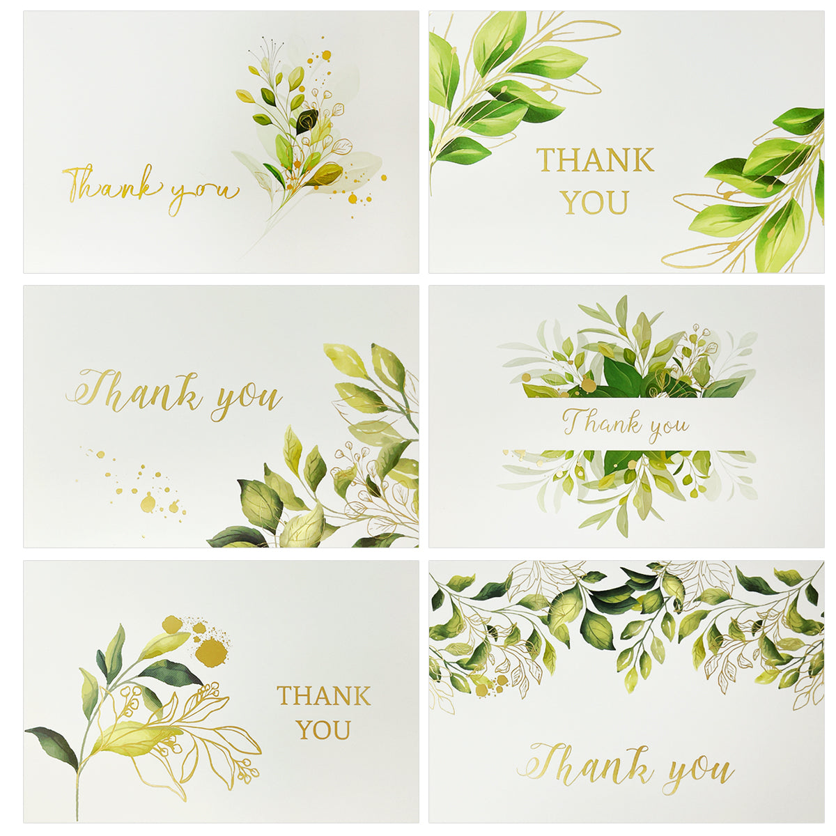 Wrapables Blank Thank You Cards with Envelopes for Weddings, Bridal Showers, Baby Showers (Set of 4)