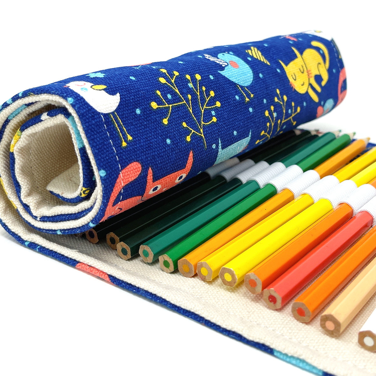 CREOOGO Colored Pencils Case Wrap Roll Holder for Artist Adult Coloring  Travel Portable Canvas Storage Organizer with a Build-in Pouch Lovely  Animals