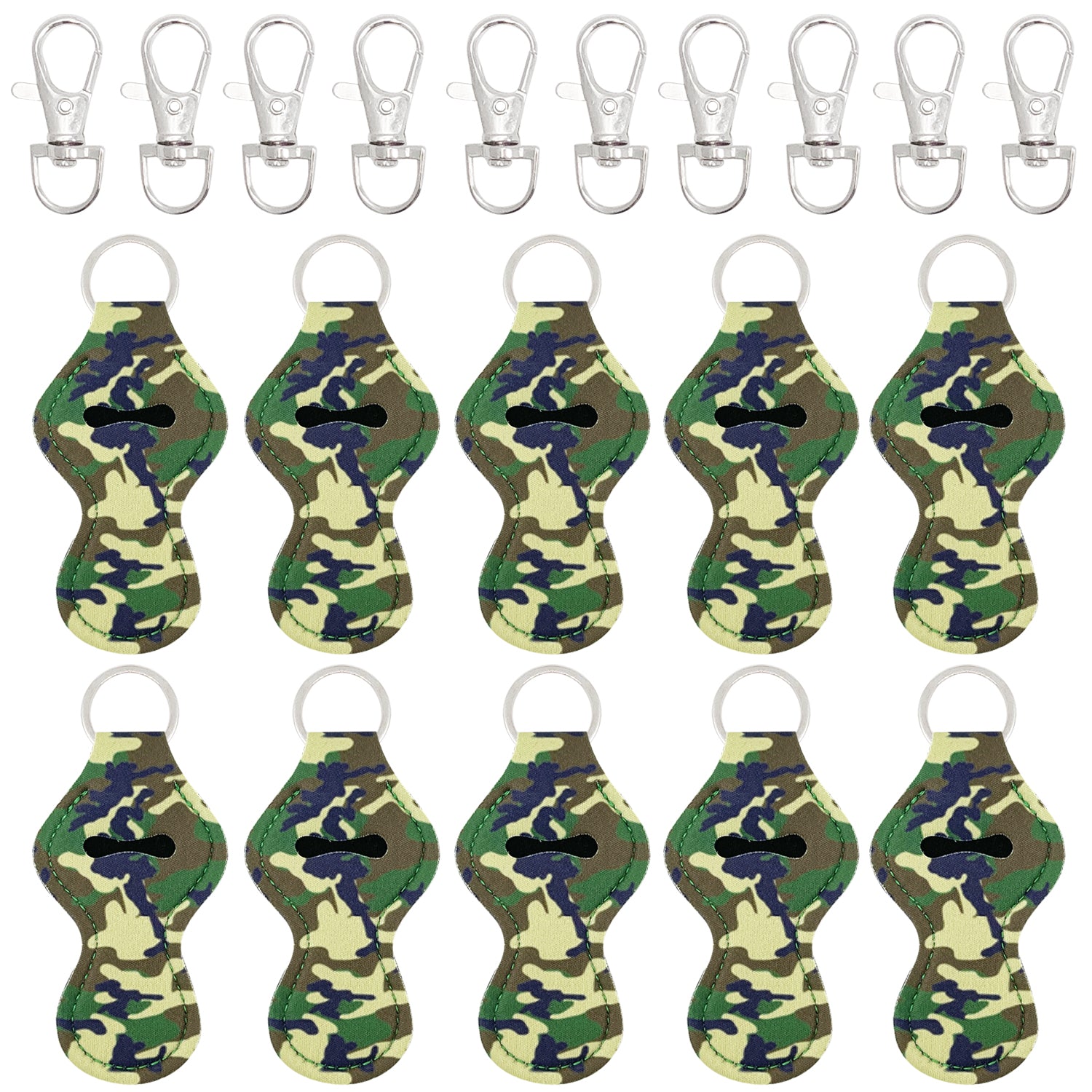 Wrapables 10 Pack Chapstick Holder Keychain with 10 Pieces Metal Clasps
