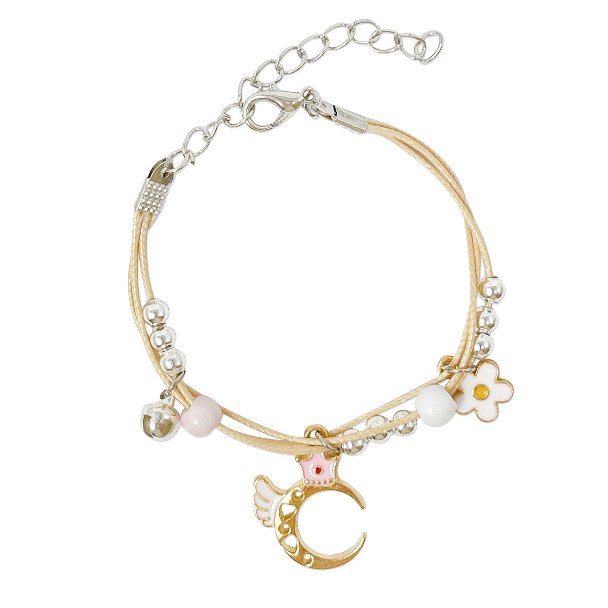 Wrapables Friendship Beaded Enamel Charm Bracelet, Pink Bow Kitty Crystal Beads, Women's, Size: One Size