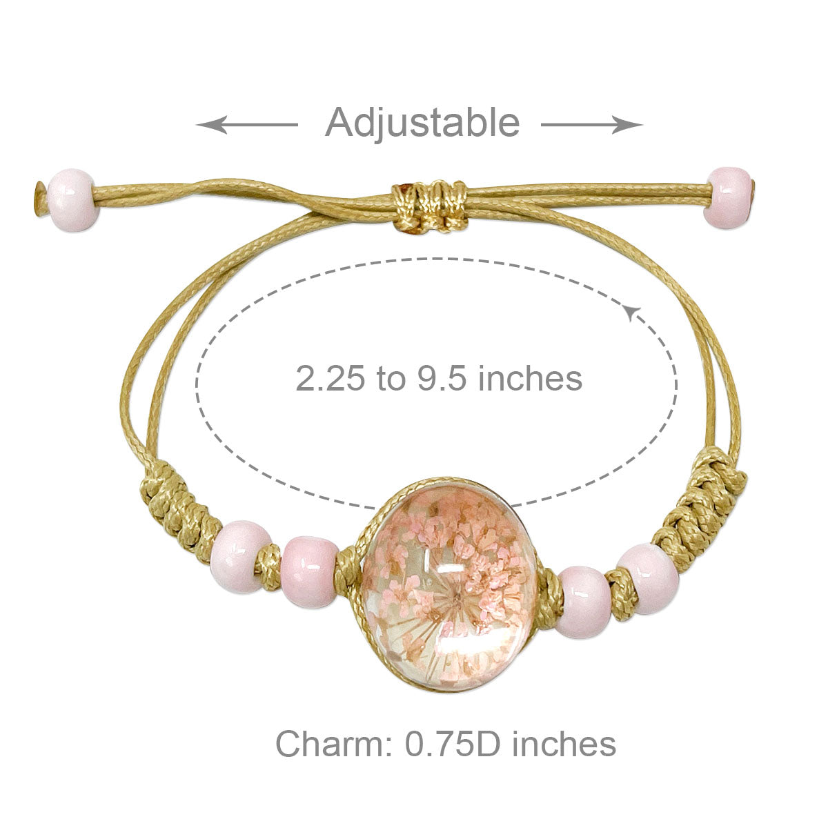Wrapables Friendship Beaded Enamel Charm Bracelet Pink Crown Bunny Crystal Beads