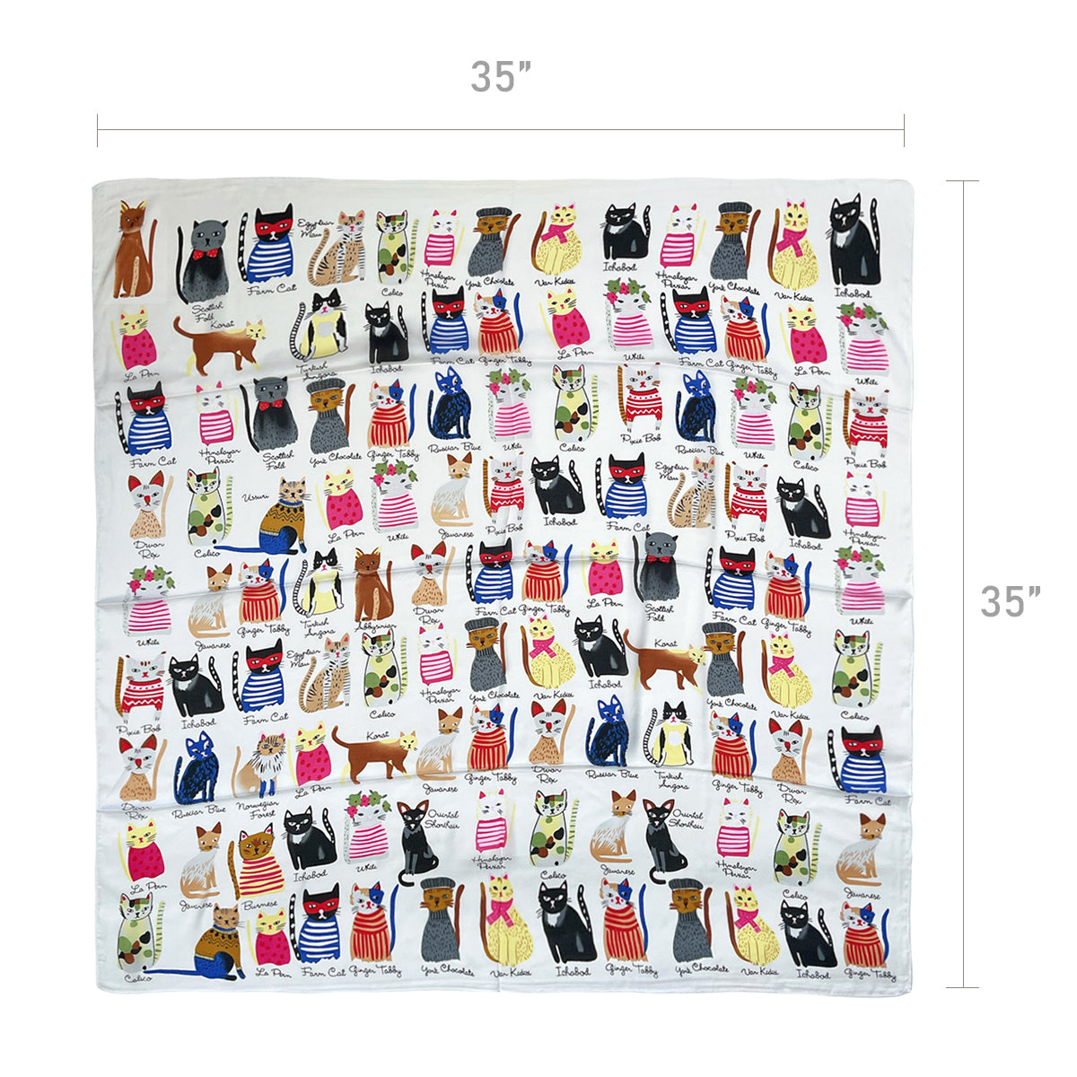 Wrapables Large Fashionable Cats Head Wrap Square Scarf 35 x 35 Inches