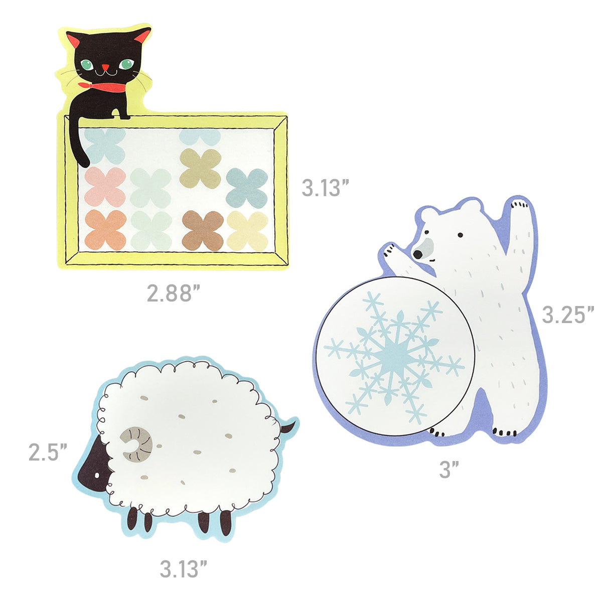 Wrapables Yummy Animal Memo Sticky Notes (Set of 3)