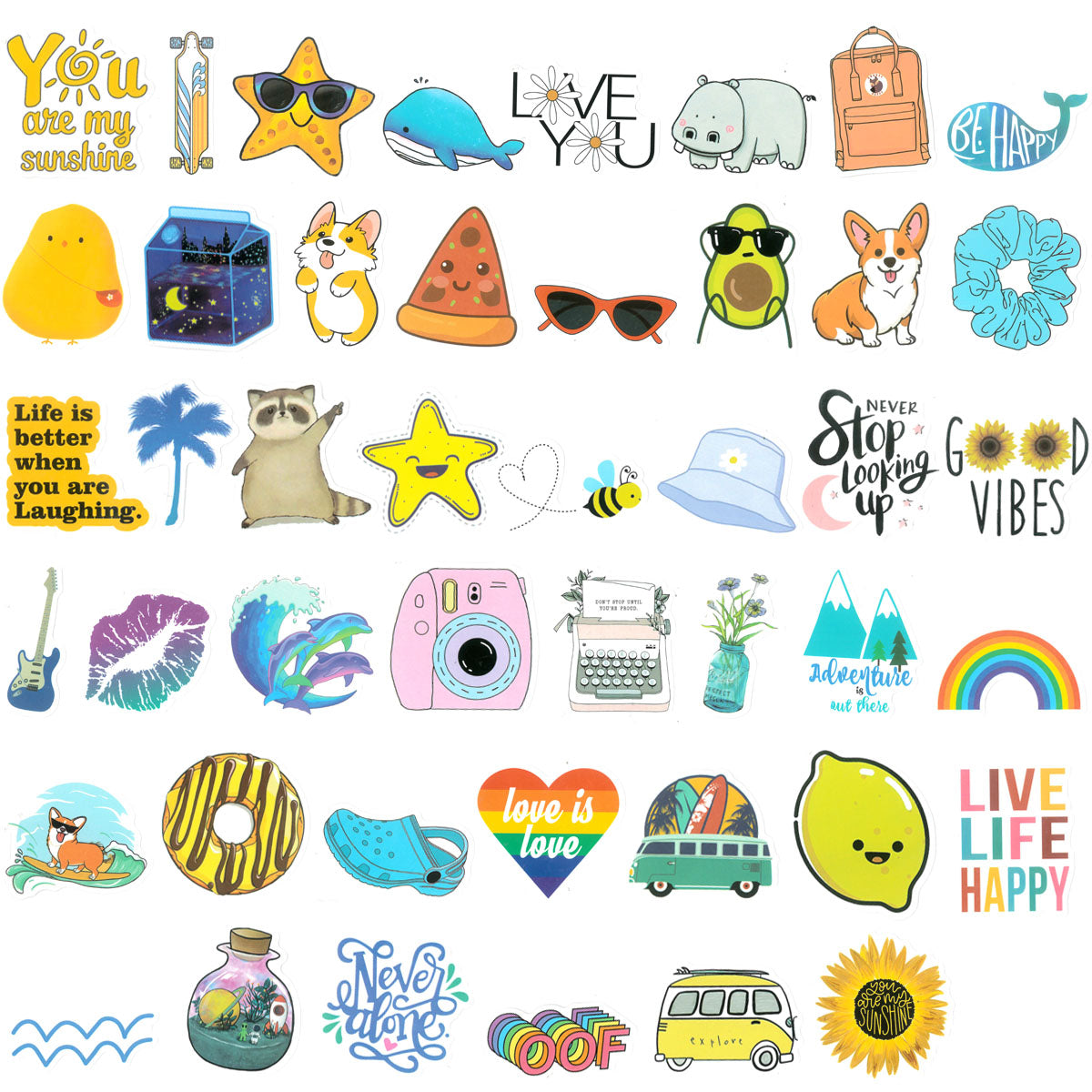 Wrapables Waterproof Vinyl Stickers for Water Bottles, Laptop, Phones, Skateboards, Decals for Teens 100pcs, Be Cool