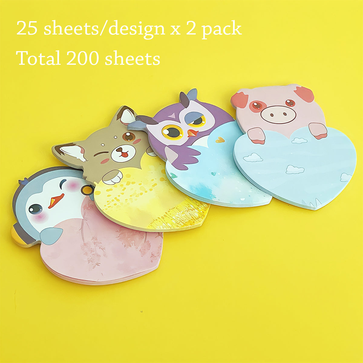 Wrapables Animal Hearts Sticky Notes (Set of 2)