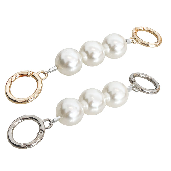 Wrapables Faux Pearl Purse Chain Extender for Handbag, Shoulder Bags, Crossbody Bags (Set of 2)