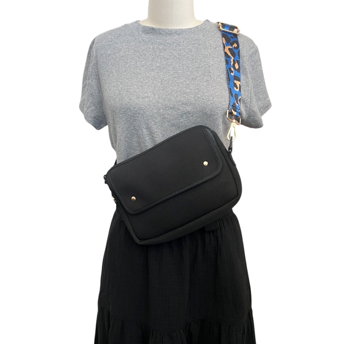 Wrapables Wide Adjustable Crossbody Handbag Strap, Women's Replacement Bag Strap for Purses Blue Deco