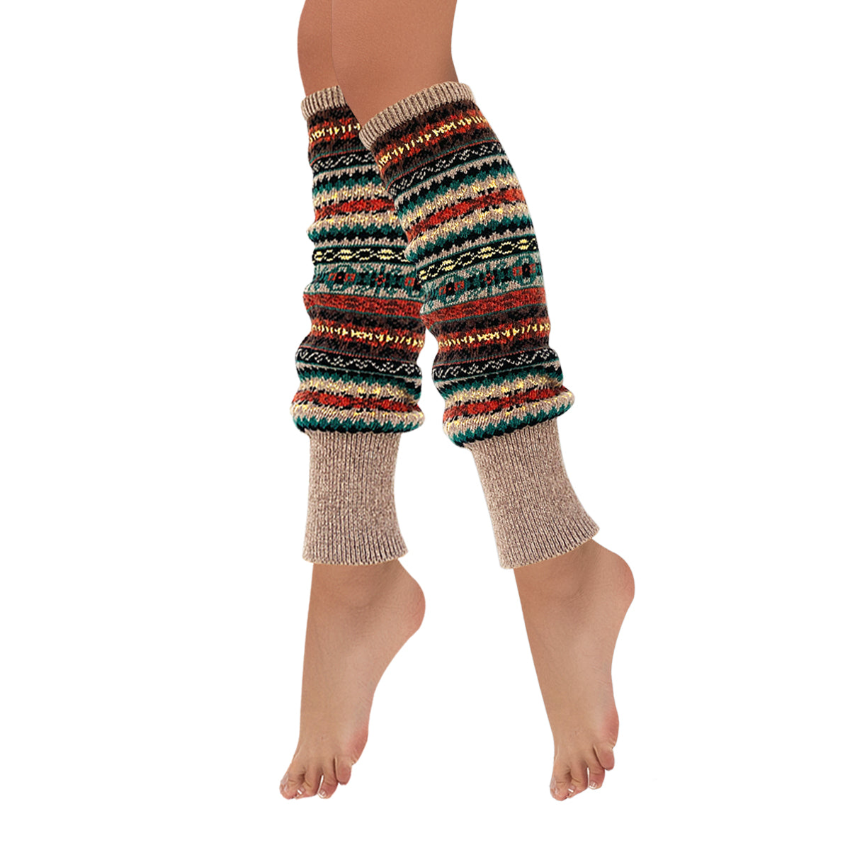 Wrapables Women's Bohemian Winter Warm Long Leg Warmers, Knee High Boo