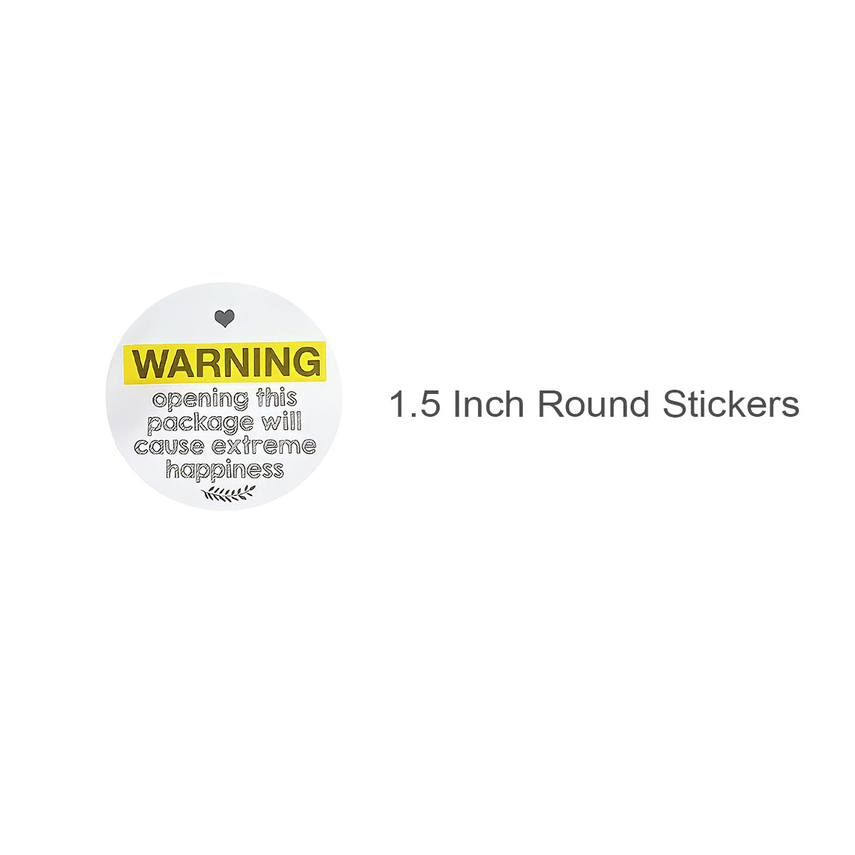 Wrapables 1.5 inch Yellow Extreme Happiness Warning Small Business Thank You Stickers Roll, Sealing Stickers and Labels for Boxes, Envelopes, Bags and Packages (500pcs)