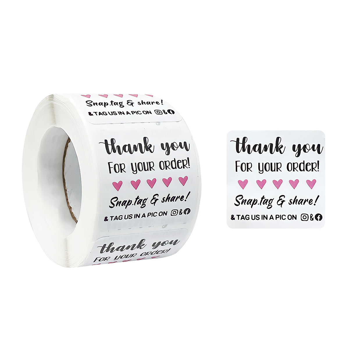 Wrapables 1.5 / 2 Thank You Stickers Roll, Sealing Stickers and Labels for Boxes, Envelopes, Bags, Small Businesses, Weddings, Parties (500pcs)