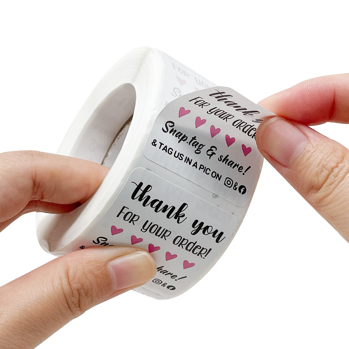 Wrapables Snap Tag & Share Small Business Thank You Stickers Roll, Sealing Stickers and Labels for Boxes, Envelopes, Bags and Packages (500pcs)