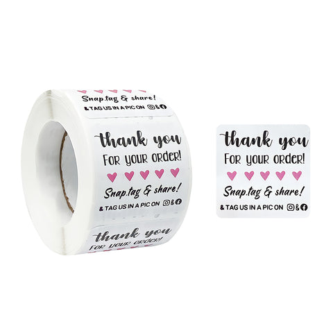 Wrapables 3 x 1 Small Business Thank You Stickers Roll, Sealing Stickers and Labels for Boxes, Envelopes, Bags, Packages Blush (120 Stickers)