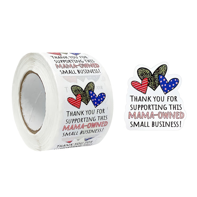Wrapables Mama-Owned Small Business Thank You Stickers Roll, Sealing Stickers and Labels for Boxes, Envelopes, Bags and Packages (500pcs)