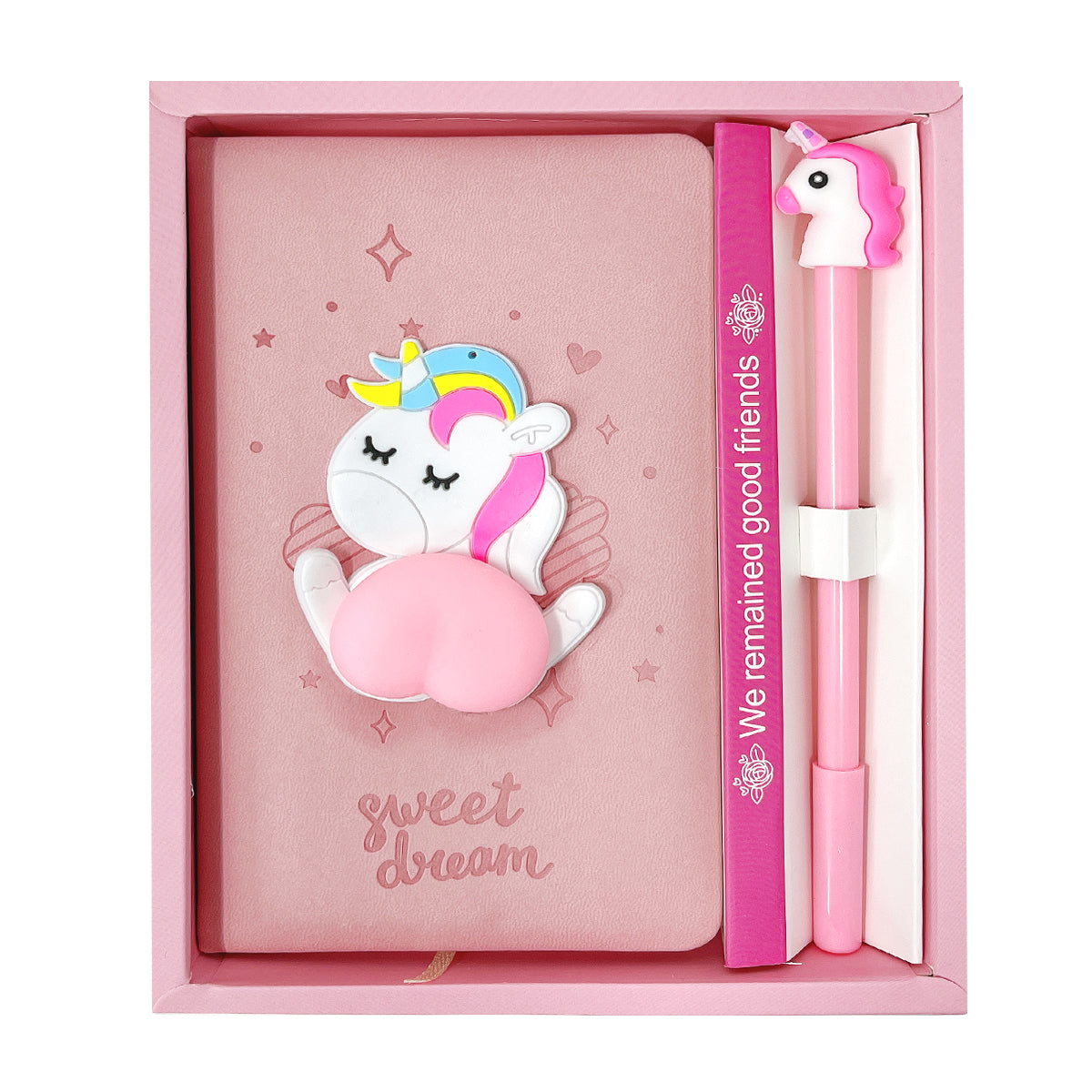 Wrapables Cute Notebook Gel Pen Set, Diary Journal Gift Set Unicorn Butt