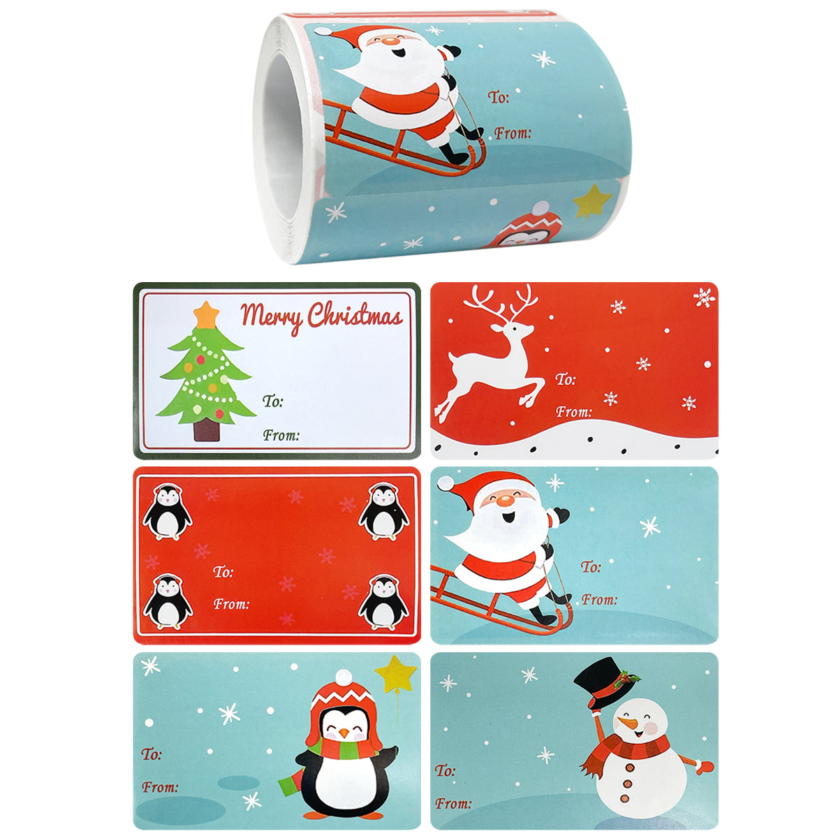 Wrapables Christmas Sticker Labels, Christmas Holiday Adhesive Gift Tags for Gifts & Stationery Penguin