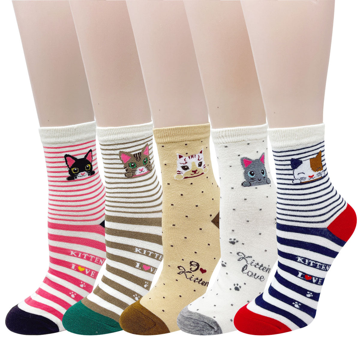 Wrapables Novelty Animal Print Crew Socks (Set of 5)