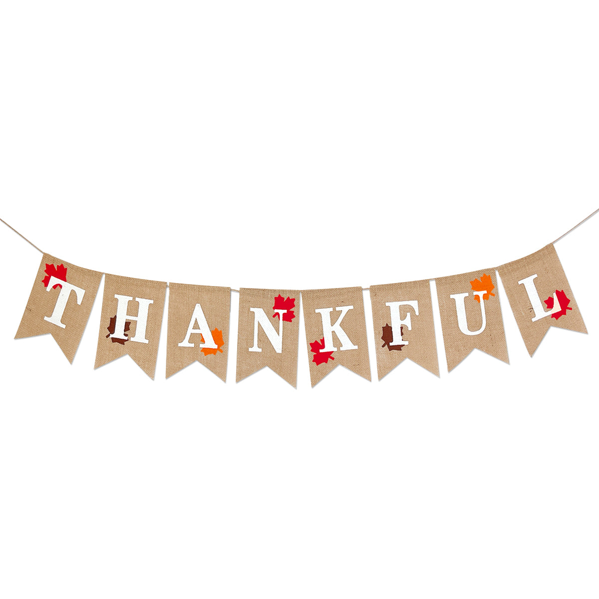 Wrapables Thanksgiving Burlap Thankful Banner with Maple Leaves
