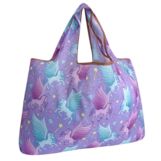 Wrapables Large Nylon Reusable Shopping Bag, Foldable Shopping Tote Bag, Reusable Grocery Bag, Travel Bag, Pegasus