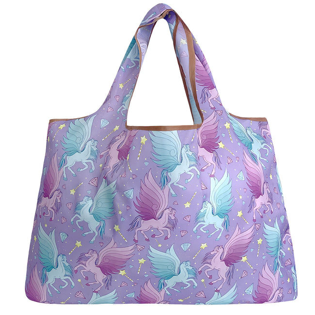 Wrapables Large Nylon Reusable Shopping Bag, Foldable Shopping Tote Bag, Reusable Grocery Bag, Travel Bag, Pegasus