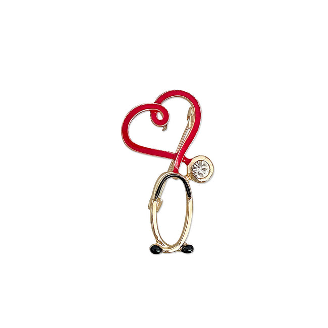 Wrapables Heart-Shaped Stethoscope Enamel Lapel Pin for Nurses & Doctors