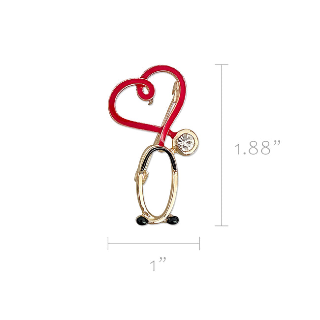 Wrapables Heart-Shaped Stethoscope Enamel Lapel Pin for Nurses & Doctors