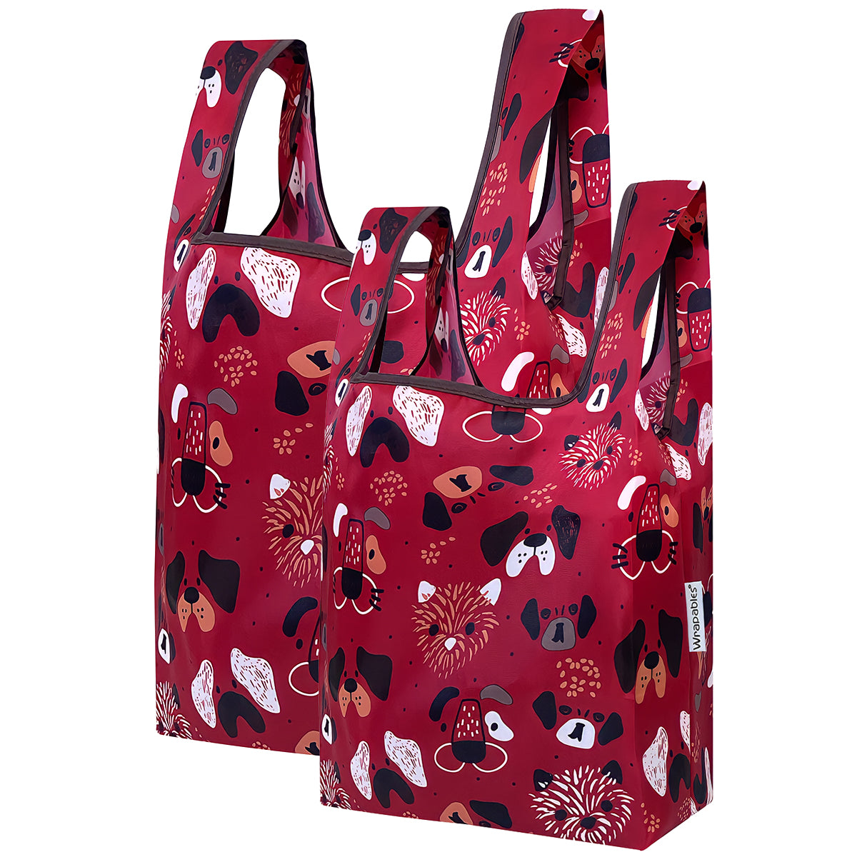 Wrapables JoliBag Collection Reusable Shopping Bag (Set of 2) Cat & Dog Faces