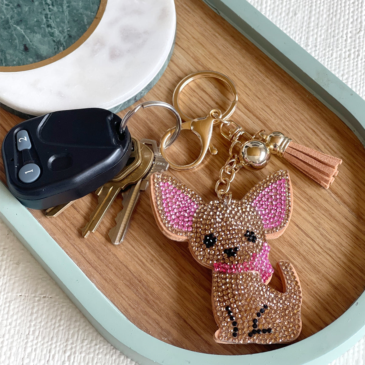 6 Pcs Leather Tassel Keychain Keyring for Home Keys Car Key Handbag Purse  Wallet