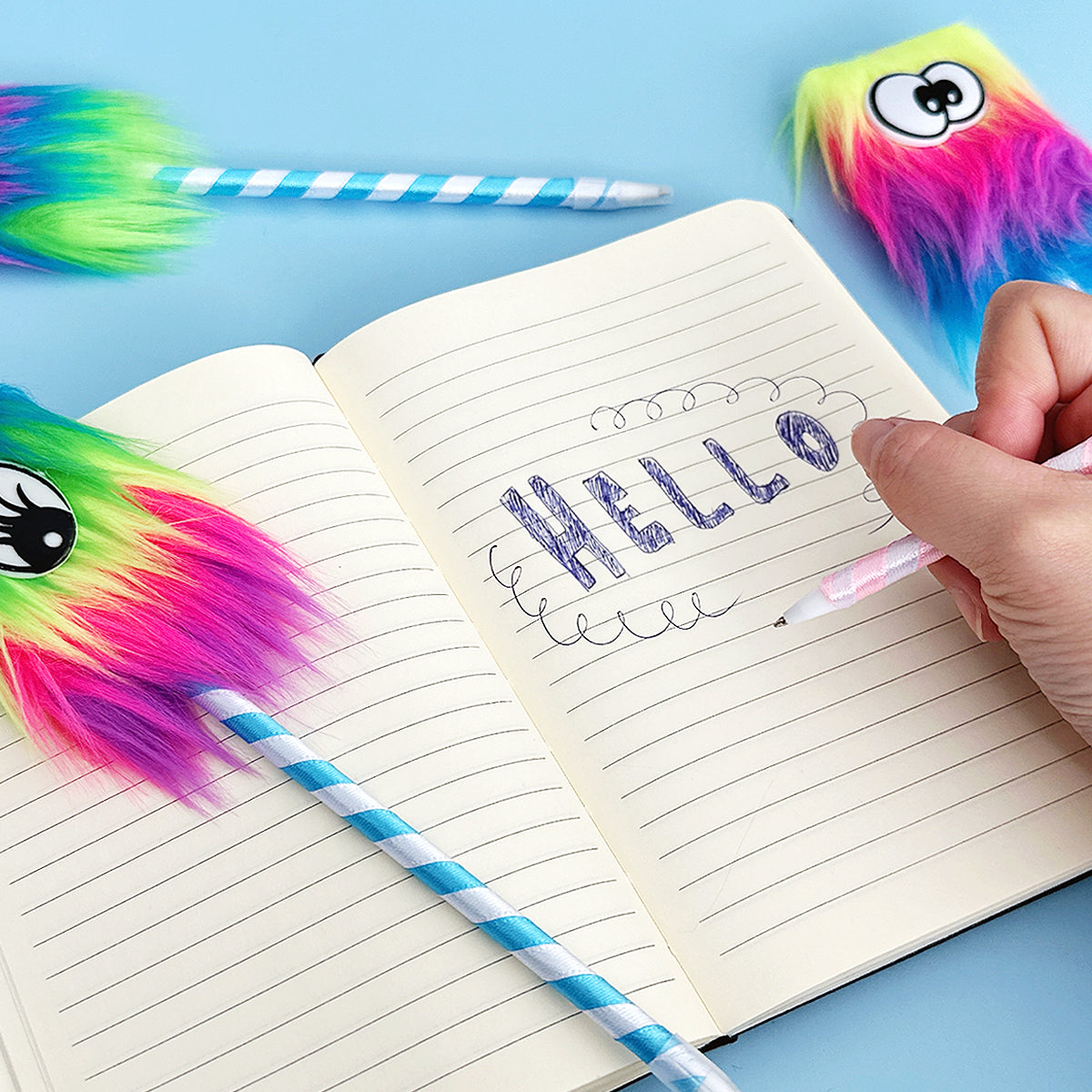 Wrapables Fluffy Rainbow Monster Pens (Set of 5)