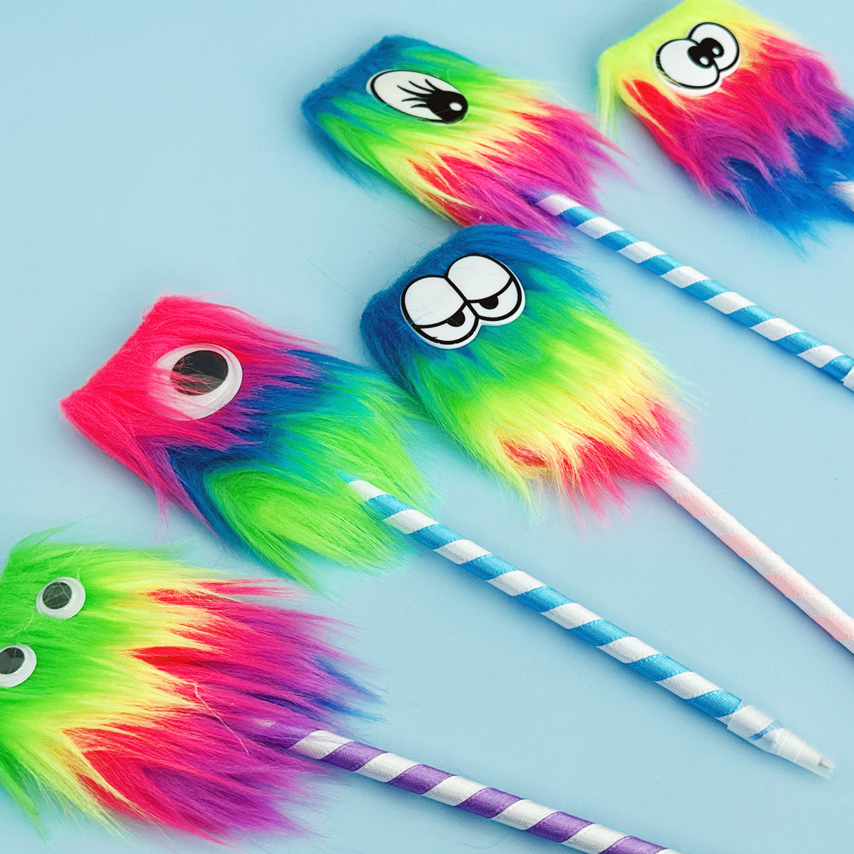 Wrapables Fluffy Rainbow Monster Pens (Set of 5)