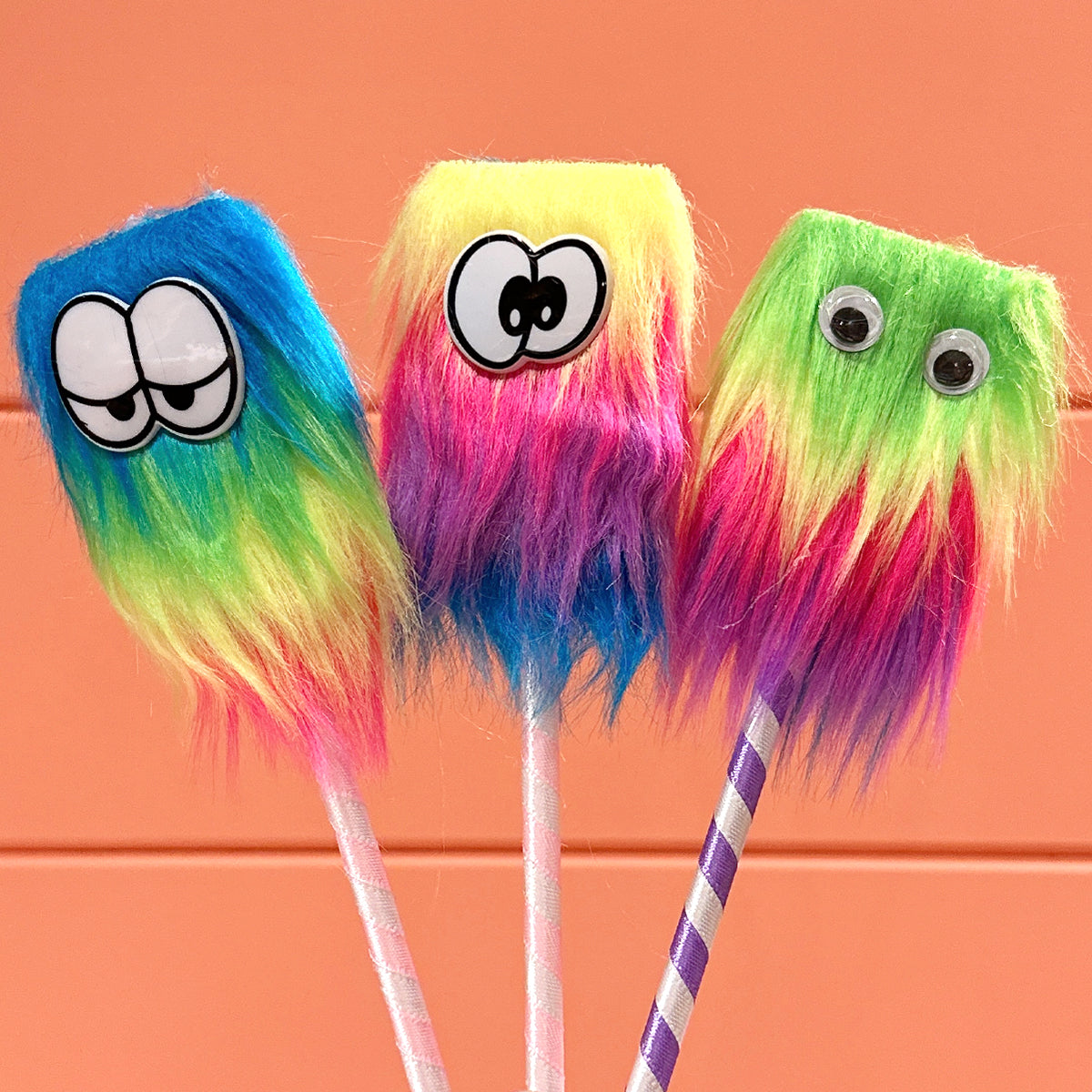 Wrapables Fluffy Rainbow Monster Pens (Set of 5)
