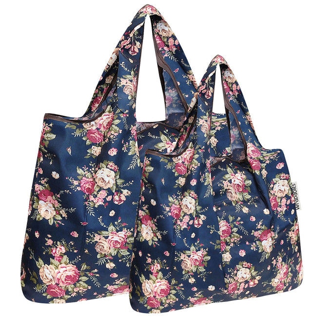 Wrapables Nylon Reusable Shopping Bags, Foldable Shopping Tote Bags, Reusable Grocery Bags, Travel Bags LS (set of 2), Corsage