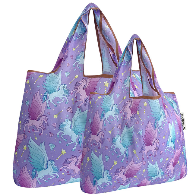 Wrapables Nylon Reusable Shopping Bags, Foldable Shopping Tote Bags, Reusable Grocery Bags, Travel Bags LS (set of 2), Pegasus