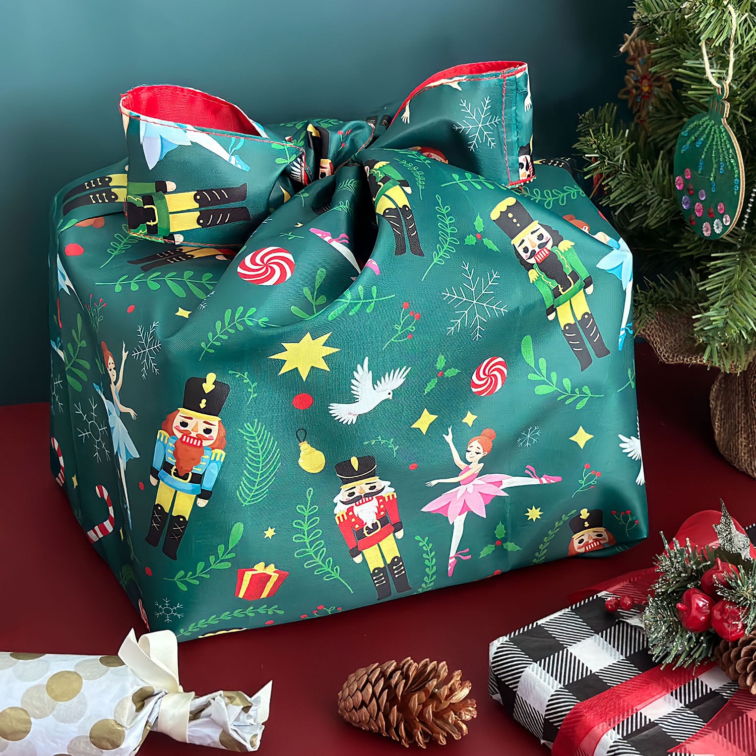 Wrapables Christmas Holiday AllyBag Collection Reusable Shopping Bag