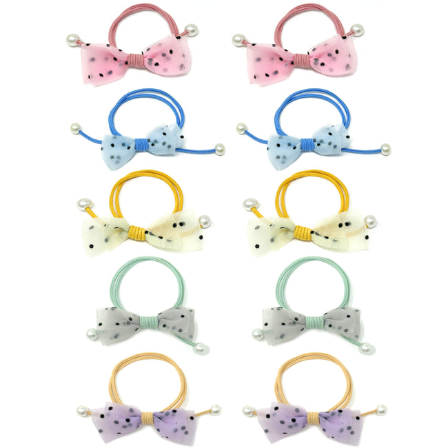 Wrapables Polka Dots & Faux Pearls Hair Ties (Set of 10)