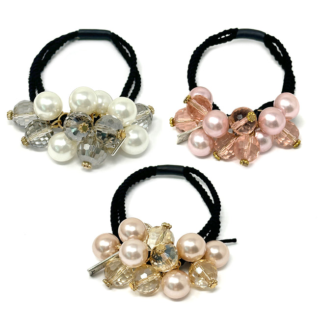 Wrapables Faux Pearls and Rhinestones Hair Ties (Set of 3)