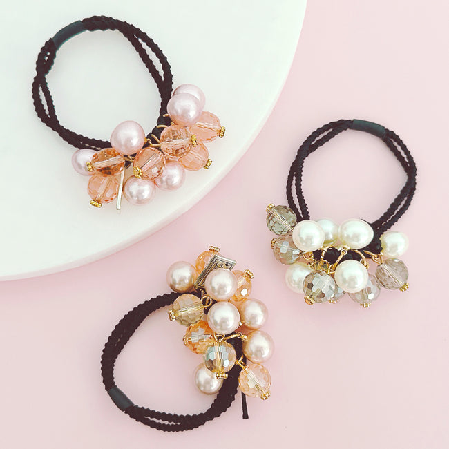 Wrapables Faux Pearls and Rhinestones Hair Ties (Set of 3)