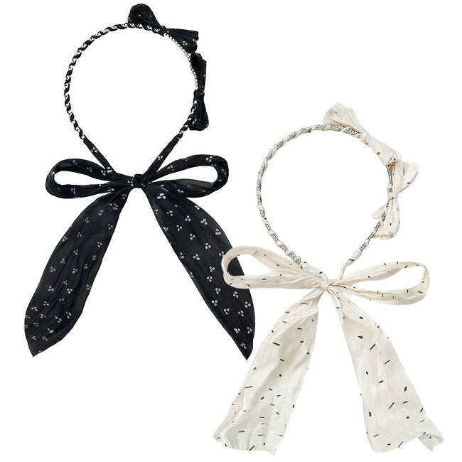 Wrapables Bow Headbands with Long Ribbon Head Wraps (Set of 2)