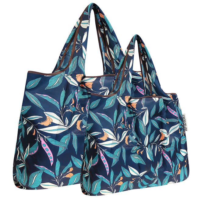 Wrapables Nylon Reusable Shopping Bags, Foldable Shopping Tote Bags, Reusable Grocery Bags, Travel Bags LS (set of 2), Foliage