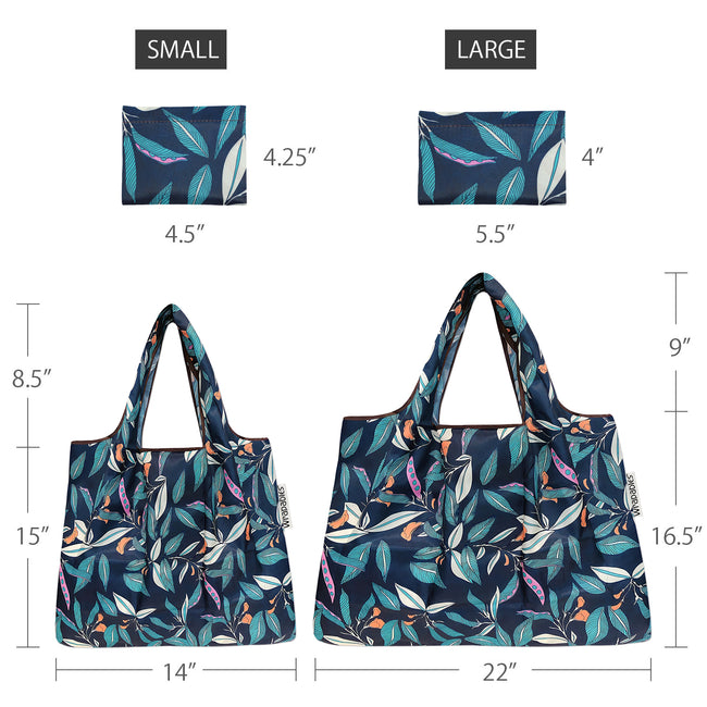 Wrapables Nylon Reusable Shopping Bags, Foldable Shopping Tote Bags, Reusable Grocery Bags, Travel Bags LS (set of 2), Foliage