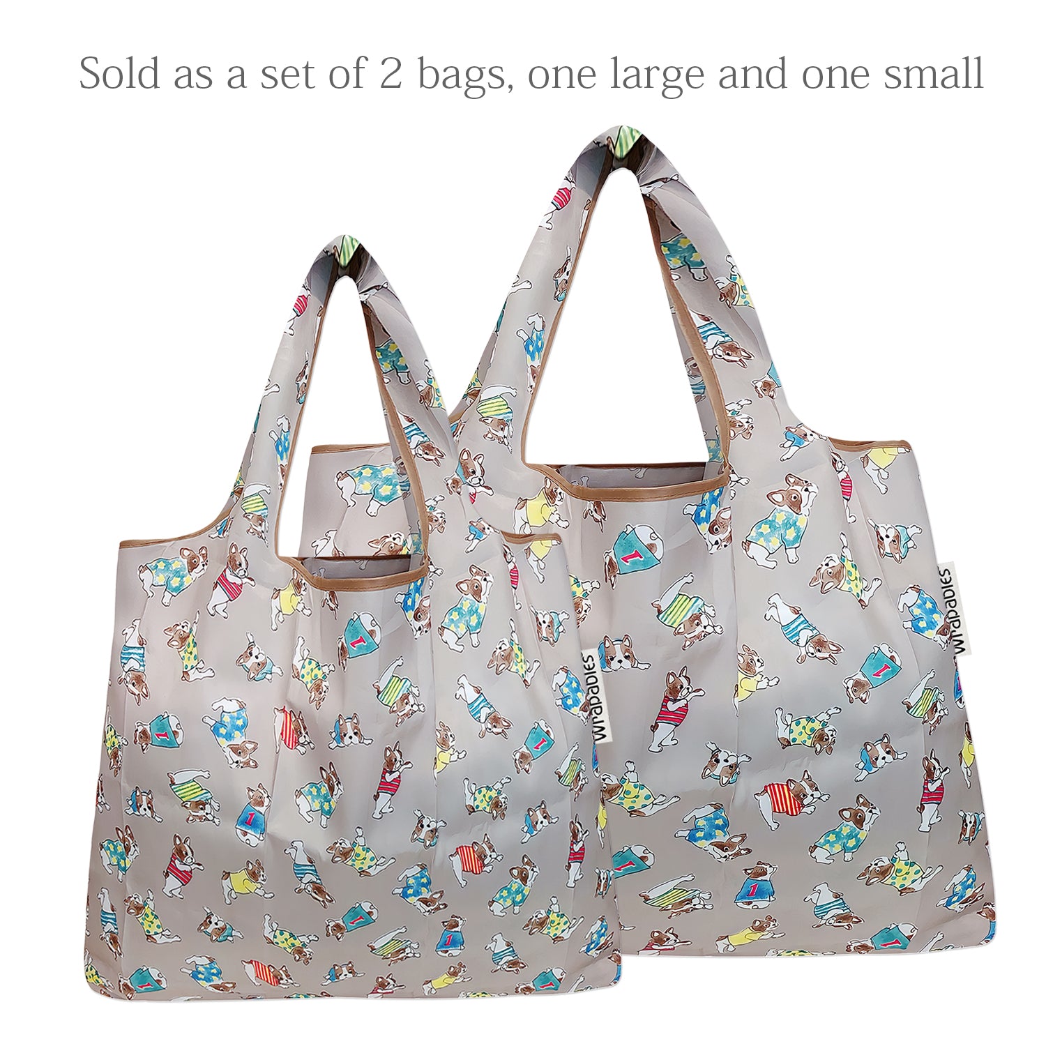 Wrapables Large & Small Foldable Tote Nylon Reusable Grocery Bags, Set of 2
