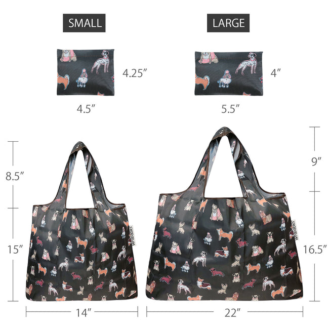 Wrapables Nylon Reusable Shopping Bags, Foldable Shopping Tote Bags, Reusable Grocery Bags, Travel Bags LS (set of 2), Shiba Inu Dogs
