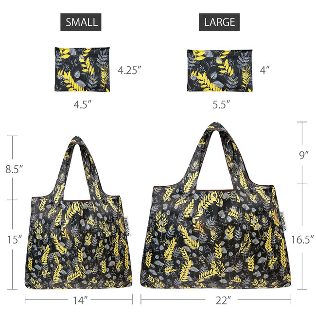 Wrapables Nylon Reusable Shopping Bags, Foldable Shopping Tote Bags, Reusable Grocery Bags, Travel Bags LS (set of 2), Wheat