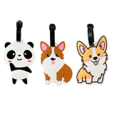 Wrapables Silicone Animal Luggage Tag with ID Card (Set of 3)