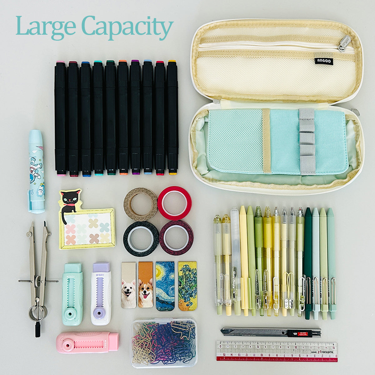 Wrapables Large Capacity Pencil Case, Expandable Pencil Pouch for  Stationery Tools, Khaki 