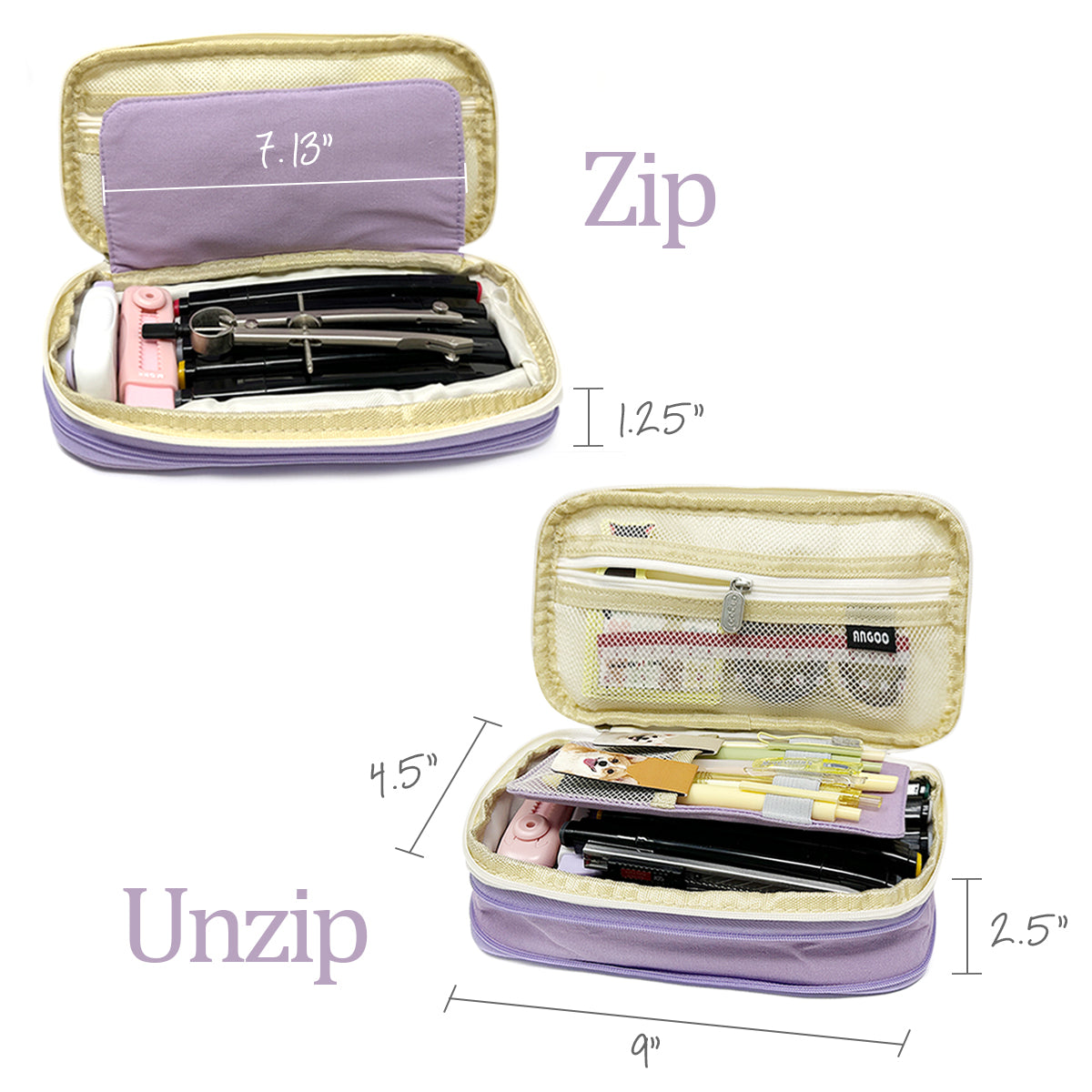 Wrapables Large Capacity Pencil Case, Expandable Pencil Pouch for
