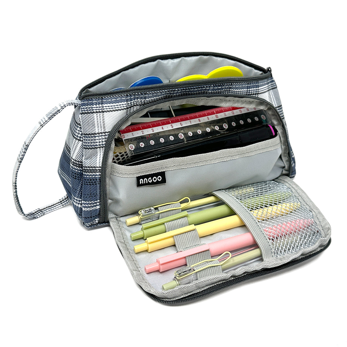 Worallymy Pencil Bag Large Capacity Pencils Case Pouch Holder Cotton Linen  Zipper Closure Stationery Storage Bags Organizer for Office Gray 
