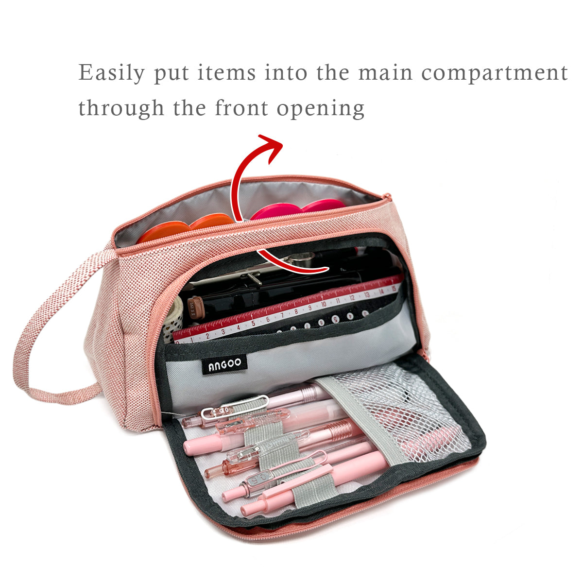 Wrapables Large Capacity 3 Compartment Pencil Pouch for Stationery